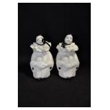 2 SEATED PIERROT CLOWN COLOGNE BOTTLES