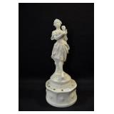 WOMAN HOLDING DRAMA MASK - 8" - IVORY MARKED: