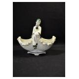 PIERROT CLOWN ON FLOWER BASKET - 7" X 7" - IVORY