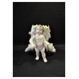 CHILD PULLING FLORAL EGG CART - 5 1/2" X 7"