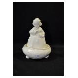 CHILD WITH BOOK IN BOWL - 5" X 4" - IVORY