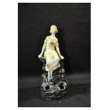 GIRL WITH ROSE DEOCRATED DRESS, BOBBED HAIR - 7"