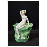 NUDE ON ROCK - 6 1/2" - BROWN HAIR, GREEN ROCK