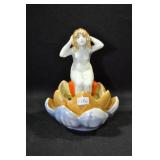 LADY SITTING IN LOTUS BLOSSOM - 6" - LUSTER WARE