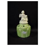 LADY WITH CHIMP ON STAND - 5 1/4" - IVORY FIGURES