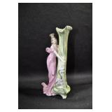 LADY IN PINK HOLDING GREEN BUD VASE - 6 1/4"