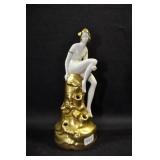 NYMPH WITH SEAHORSE - 6 1/4" - IVORY AND GOLD