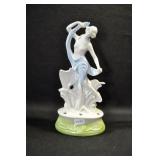 LADY WITH BUTTERFLY - 7 1/4" - BLUE SCARF, GREEN