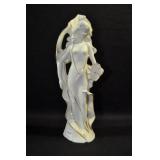 LADY FLOWER VASE - 9 1/4" - WHITE WITH GOLD