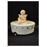 CUPID WITH GOLD ACCENTS ATOP A BOX - 3 1/2"