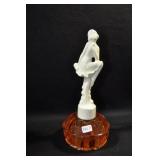 ORANGE GLASS BASE WITH WHITE LADY INSERT - 8"