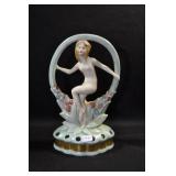 NYMPH IN CIRCLE - 7 1/2" - FLESH TONE NYMPH, BLUE