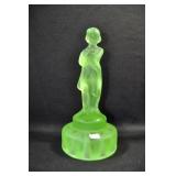 DRPAED LADY - 8 1/2" - LIGHT EMERALD SATIN GLASS