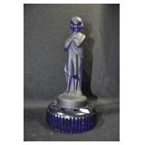 DRAPED LADY - 8 1/2" - COBALT SATIN GLASS BY