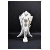 DECO LADY WITH DOUBLE HORN VASE - 8" - IVORY