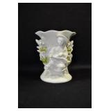 LADY WITH INSTRUMENT VASE - 5" - WHITE CHIP ON