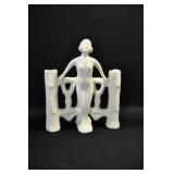 DECO LADY WITH 3 BUD VASE HOLDER - 6 1/2" - IVORY