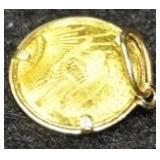 STANDING LIBERTY GOLD COIN CHARM