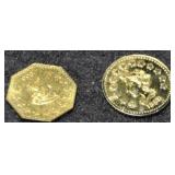 2 GOLD LOOKING COINS