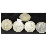 5 PC. MORGAN DOLLARS 1896, 1882, 1921, 1899, 1900
