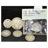 DIMES, QUARTER -  1877, 1916, 1913, 1914, 1900,