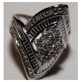 LARGE MARQUE DIAMOND CLUSTER RING