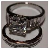 3.59CT PRINCESS CUT WHITE SAPPHIRE WEDDING SET