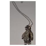 4.02CT WHITE SAPPHIRE PENGUIN NECKLACE