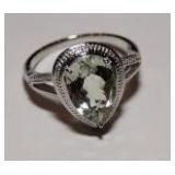 LARGE GREEN SAPPHIRE PEAR CUT RING
