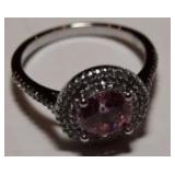 PINK SAPPHIRE SOLITAIRE HALO RING