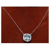BLUE TOPAZ CUSHION CUT NECKLACE