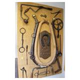 "YE OLDE SMITHY" DISPLAY: HORSE COLLAR, BITS,