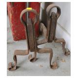 PAIR ANTIQUE IRON ANDIRONS