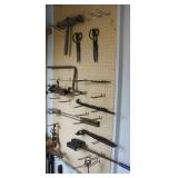 CONTENTS OF PEG BOARD: SMITHY TOOLS, PIE MAKERS,