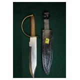 CLOSE COMBAT FIXED BLADE KNIFE - BRASS HAND GUARD