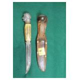 FIXED BLADE HUNTING KNIFE - ANTLER HANDLE -
