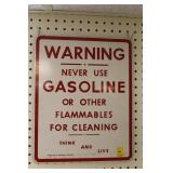 METAL SIGN - "WARNING - GASOLINE"