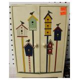 MINIATURE CUPBOARD WITH VINTAGE KITCHEN UTENSILS: