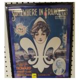 "SOMEWHERE IN FRANCE" FRAMED PLAY BILL