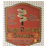 "LOST BIKERS SALOON" WOODEN SIGN