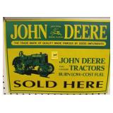 "JOHN DEERE" ADVERTISING TIN SIGN