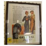 "GENERAL TIRE" FRAMED ADVERTISMENT