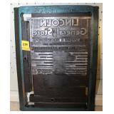 LINCOLN GENERAL STORE TYPE SET PRINTING BLOCK