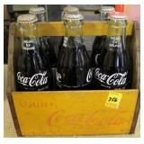 WOODEN COCA-COLA SIX PACK WITH 6 COKES 2 FROM