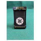 ZIPPO LIGHTER - BLACK WITH COMPASS DESIGN ON