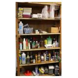 CONENTS OF SHELF: CLEANERS, LIGHT BULBS, LIGHTER
