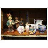 GROUPING: FIGURINES, CERAMIC VASES, CREAMERS,