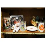 GROUPING: COLLECTIBLE GLASSES, MICKEY MOUSE PEZ,