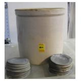 1 GALLON STORAGE CROCK WITH ZINC CANNING LIDS