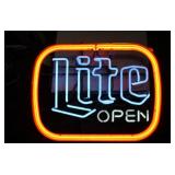 LITE BEER - OPEN NEON SIGN - WORKS BUT HAS A